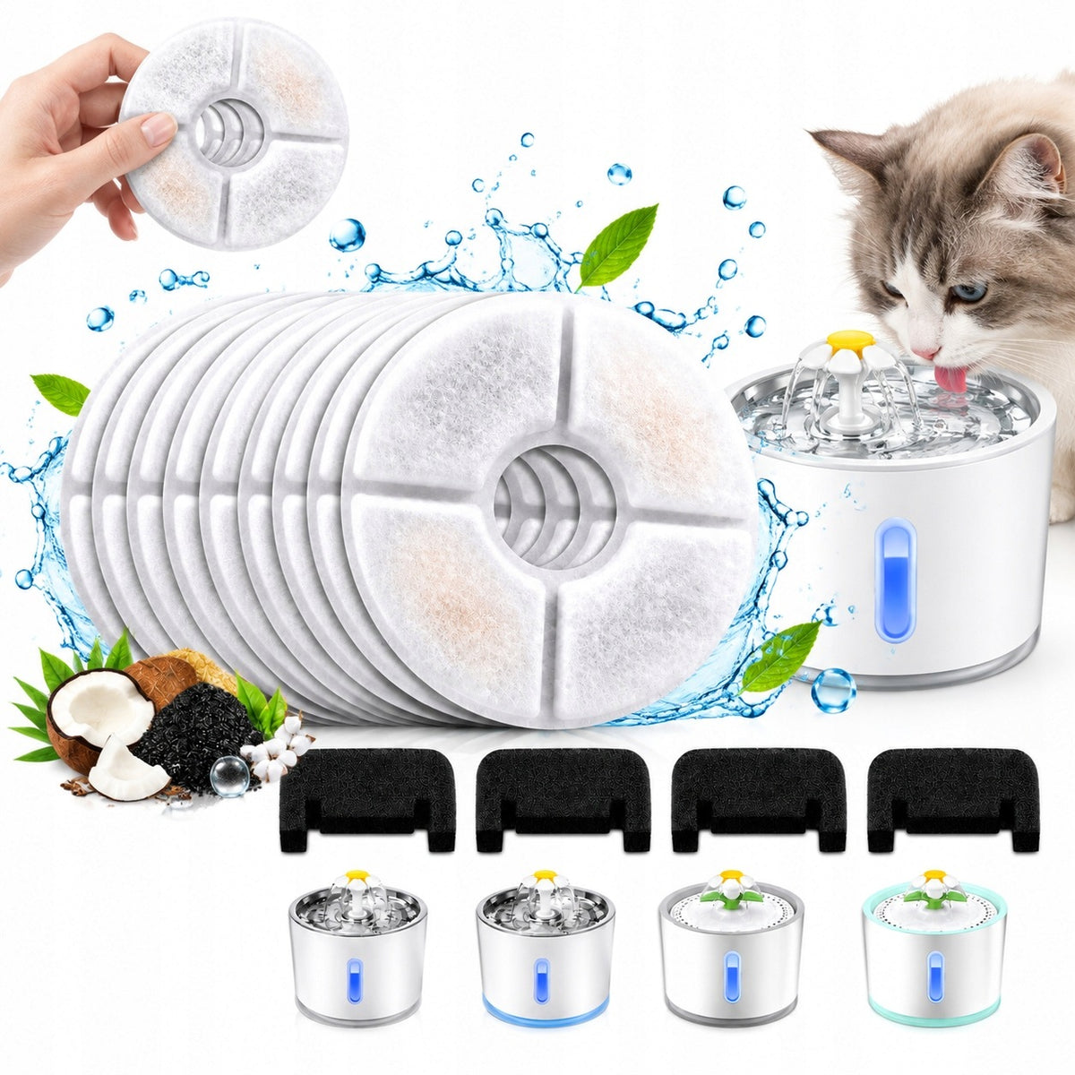 SET OF FILTERS FOR WATER FOUNTAIN ANIMALS 2,4L 12 ELEMENTS