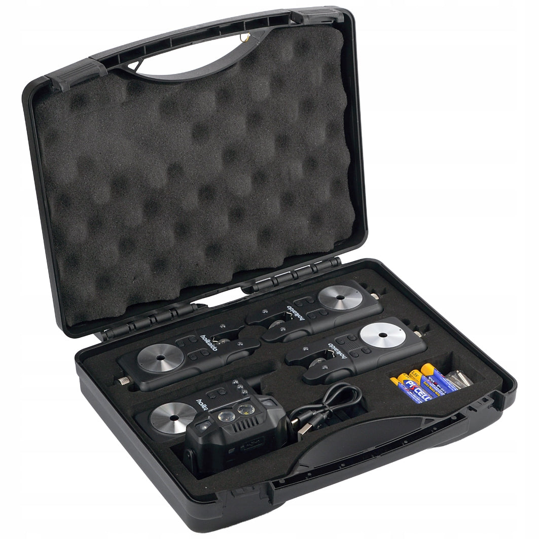 SET OF FISHING BEACONS HOKKAIDO 3+1+BATTERIES SUITCASE + FLASHLIGHT Packaging status original