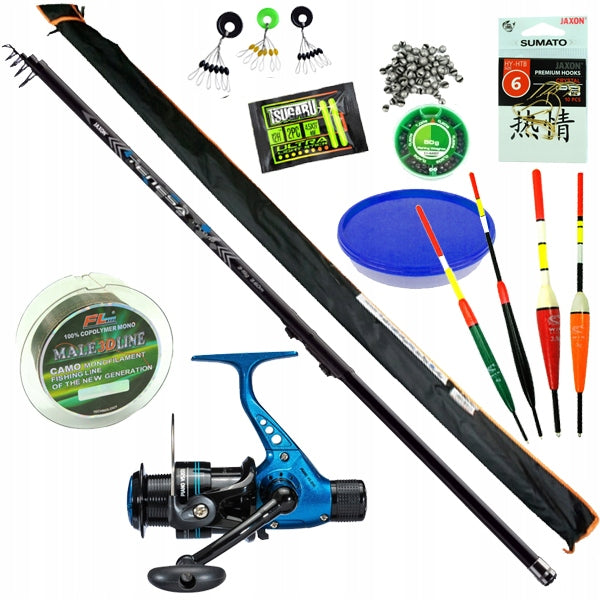 SET OF FISHING ROD BOLONKA reel FLOAT jaxon Z36