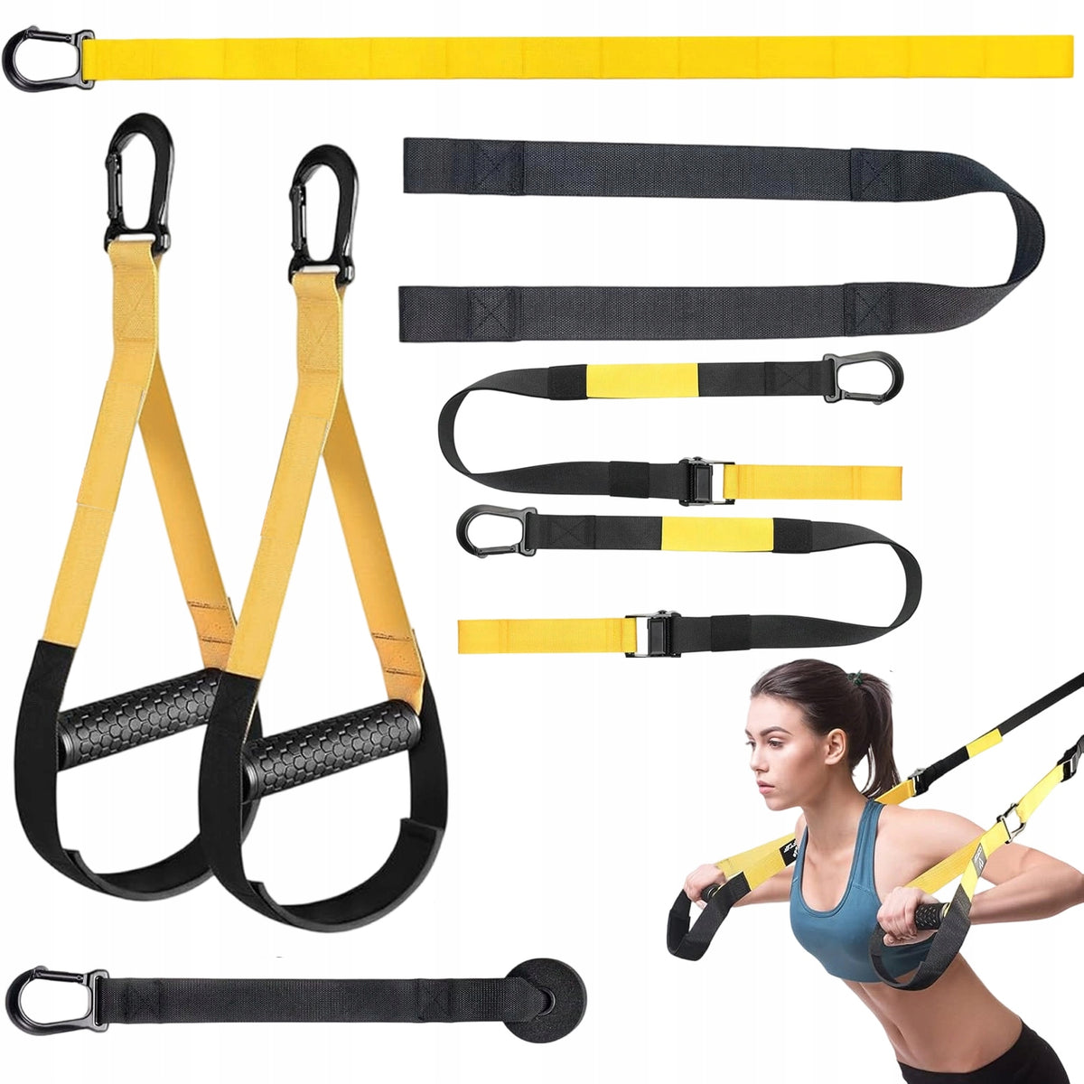 SET OF FITNESS EXERCISE BELTS ABDOMINAL BACK LEG ARM TRAINING