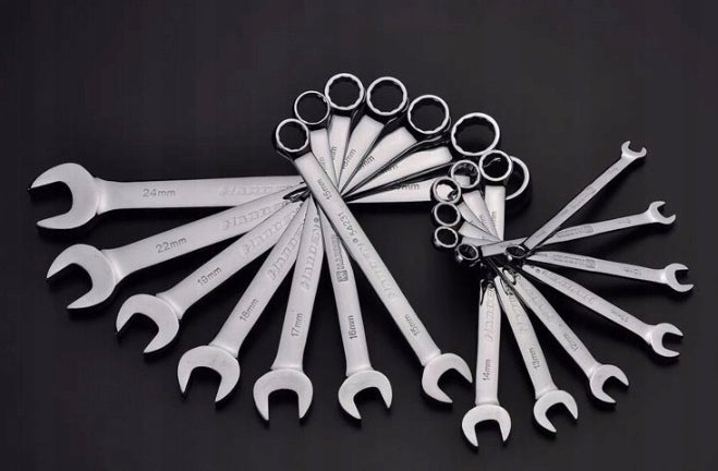 SET OF FLAT EYE WRENCHES 14 PCS 8-24mm CRV KEYS IN FLAT COVER Brand no brand