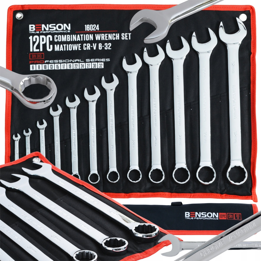 SET OF FLAT EYE WRENCHES 6-32MM 12EL MAT BENSON BY BLACK