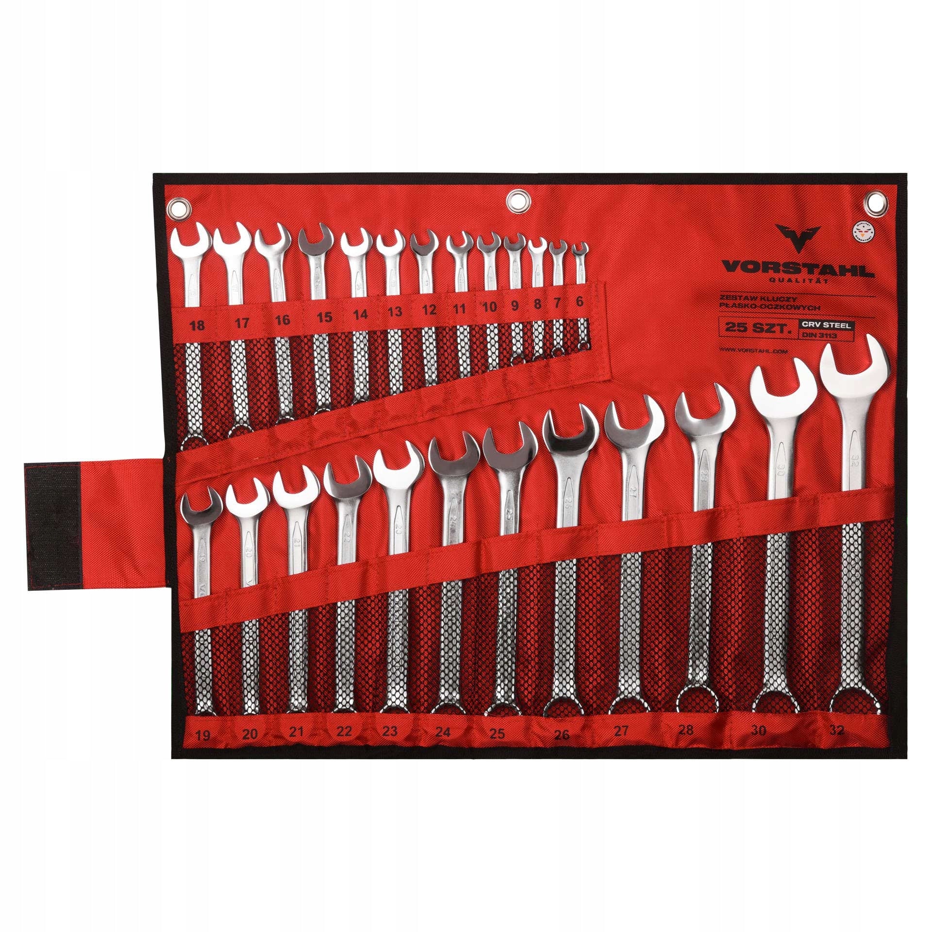 SET OF FLAT-EYE WRENCHES Flat Eyelet CrV 25pcs 6-32mm Vorstahl