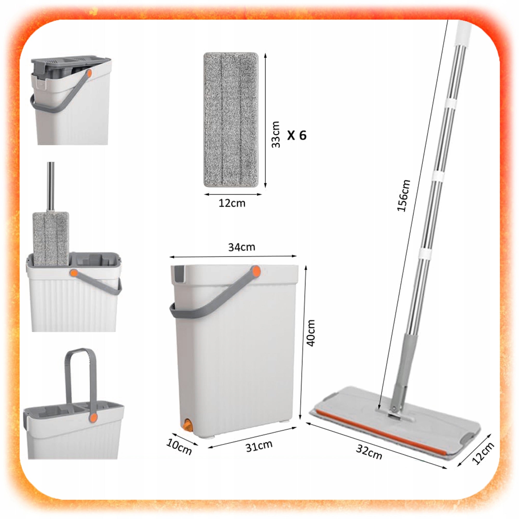 SET OF FLAT MOP WITH BUCKET TWO-CHAMBER SQUEEZER + 3 ABSORBENT CARTRIDGES Manufacturer code 007149