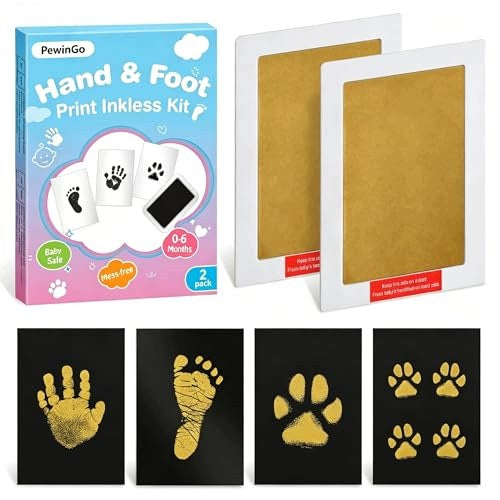 SET OF FOOTPRINTS AND HANDS CHILD SOUVENIR GIFT GOLD FOR HOME Brand no brand