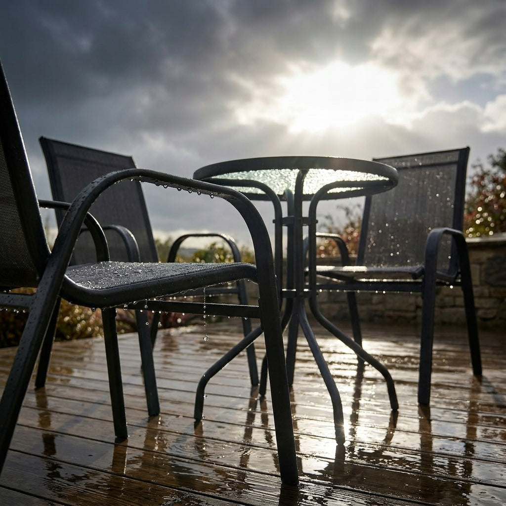 SET OF FURNITURE FOR SMALL BALCONY TERRACE CHAIRS TABLE ROUND BLACK YS146 Color black