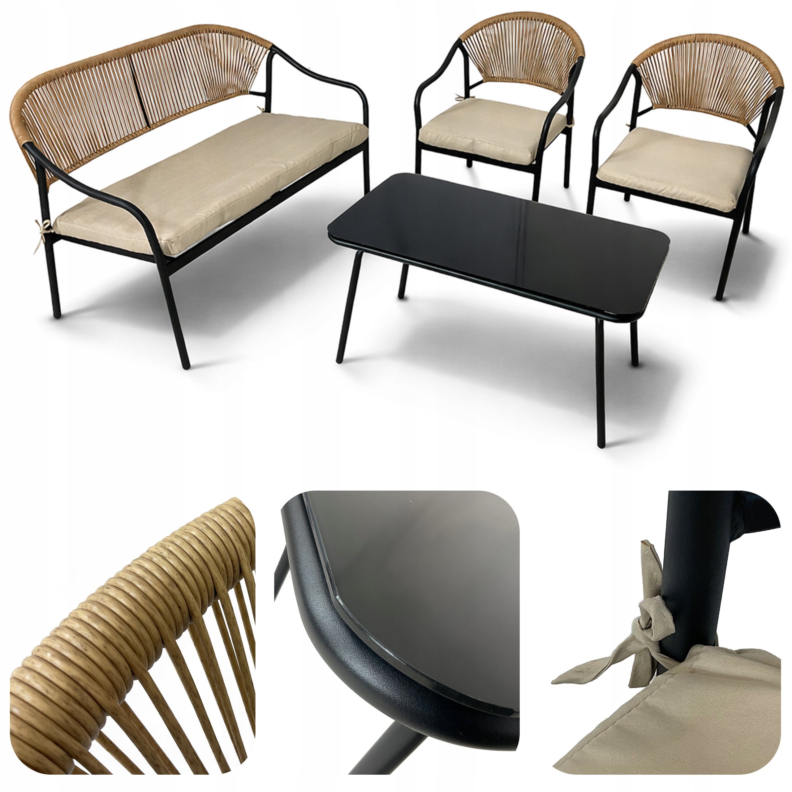 SET OF FURNITURE FOR THE GARDEN OF THE DINNER TERRACE RATTAN 4 OS MODENA PRO BEIGE