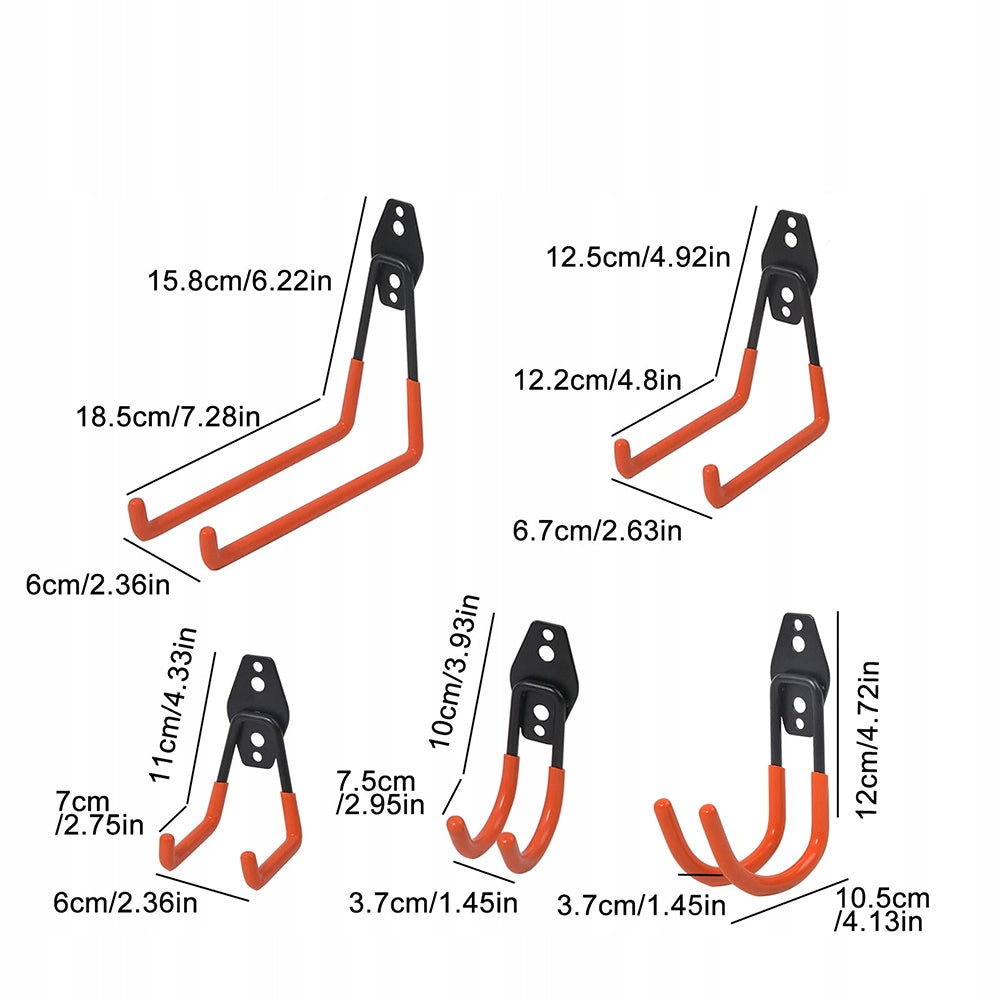 SET OF GARAGE HANDLES 12 PCS DOUBLE STEEL WALL HOOKS FOR GARAGE Manufacturer code FPQTR