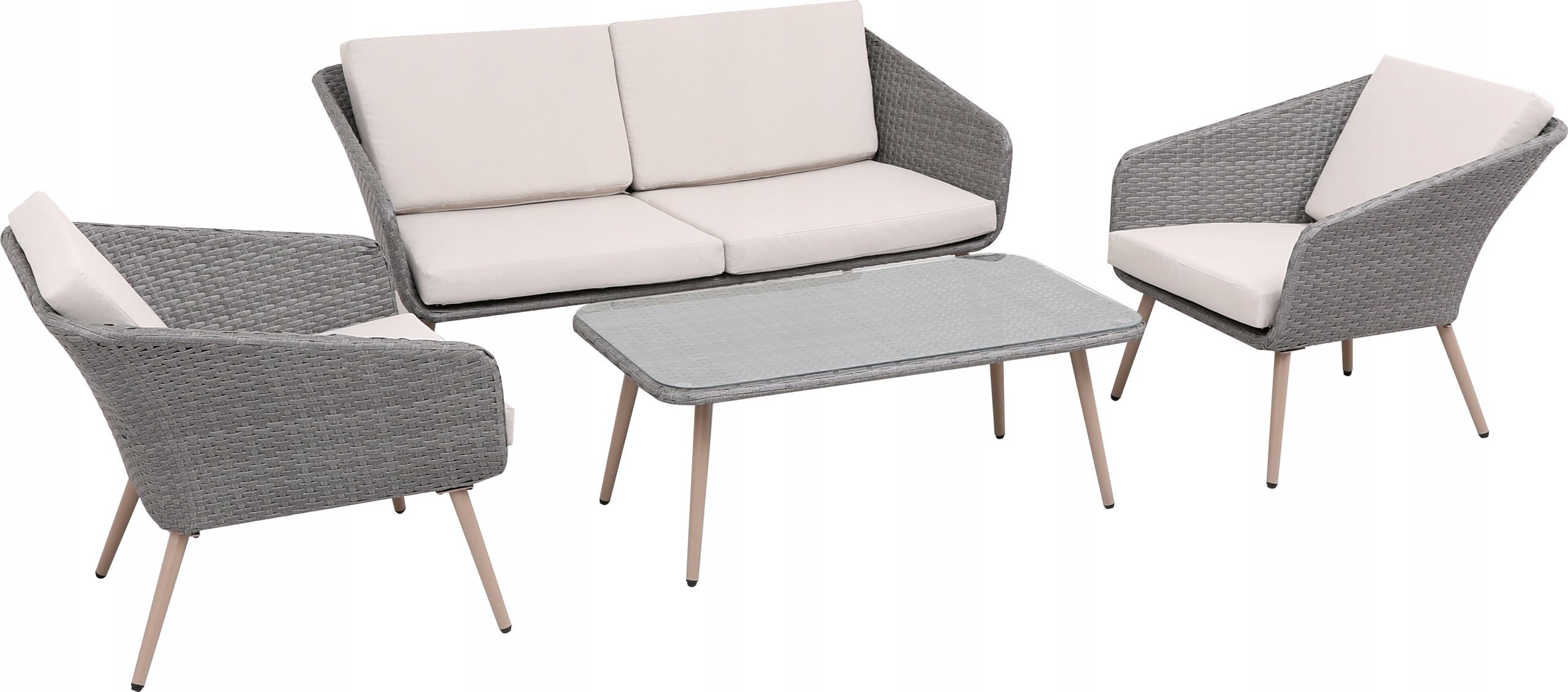 SET OF GARDEN FURNITURE BALCONY RATTAN TABLE + SOFA + 2 ARMCHAIRS EAN (GTIN) 5900779868175