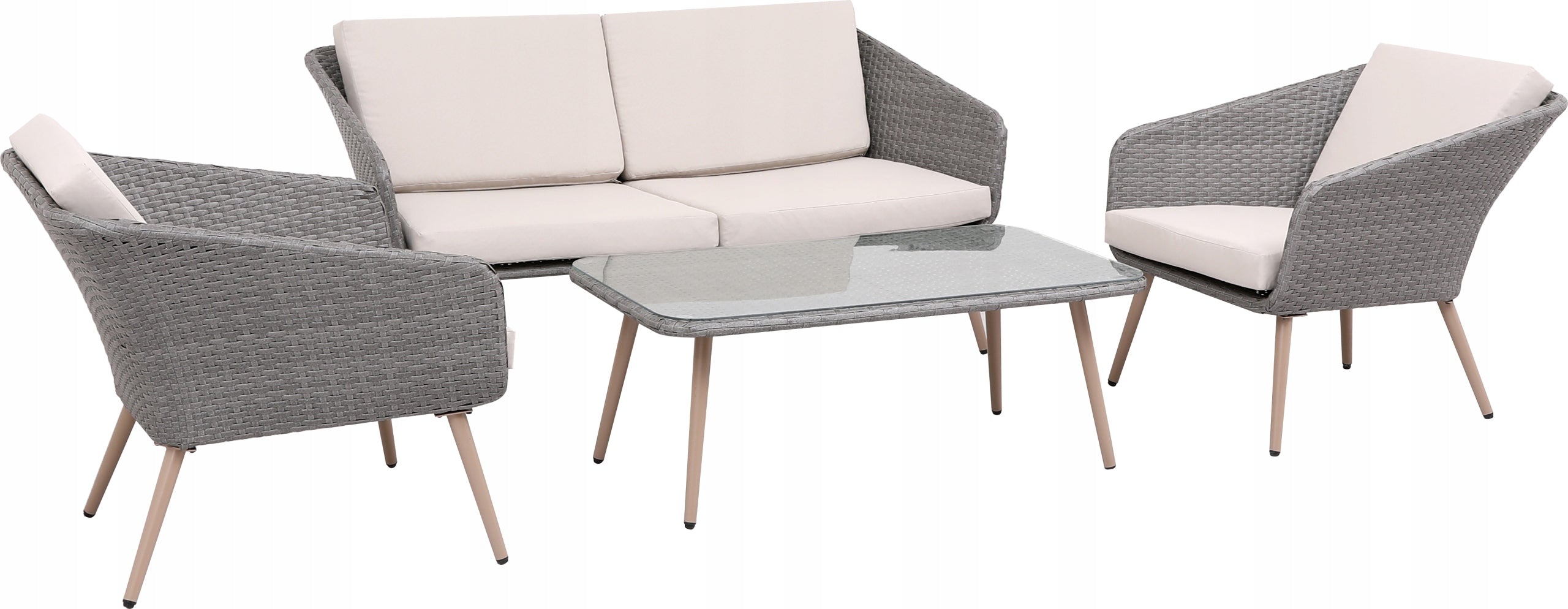 SET OF GARDEN FURNITURE BALCONY RATTAN TABLE + SOFA + 2 ARMCHAIRS Manufacturer GardenLine