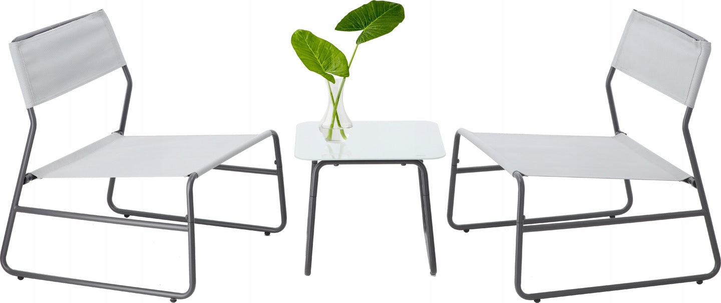 SET OF GARDEN FURNITURE BALCONY TERRACE TABLE GLASS CHAIRS Manufacturer GardenLine
