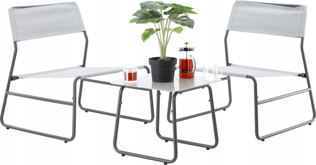 SET OF GARDEN FURNITURE BALCONY TERRACE TABLE GLASS CHAIRS Manufacturer code ANH3835