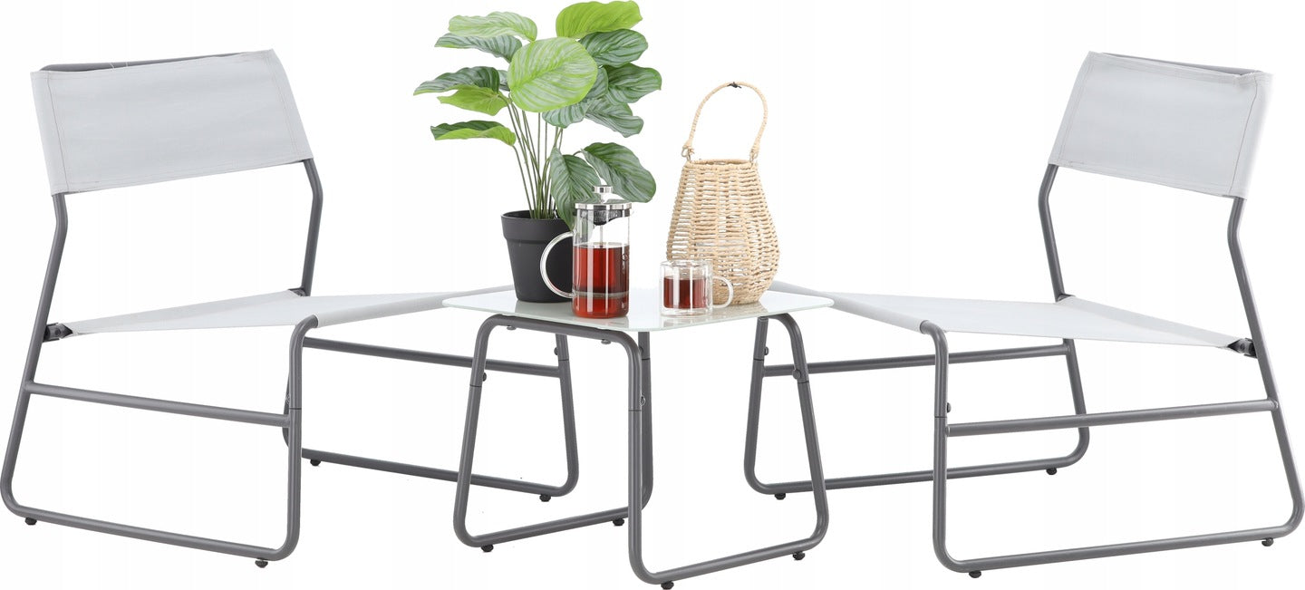 SET OF GARDEN FURNITURE BALCONY TERRACE TABLE GLASS CHAIRS Number of items in the set 3