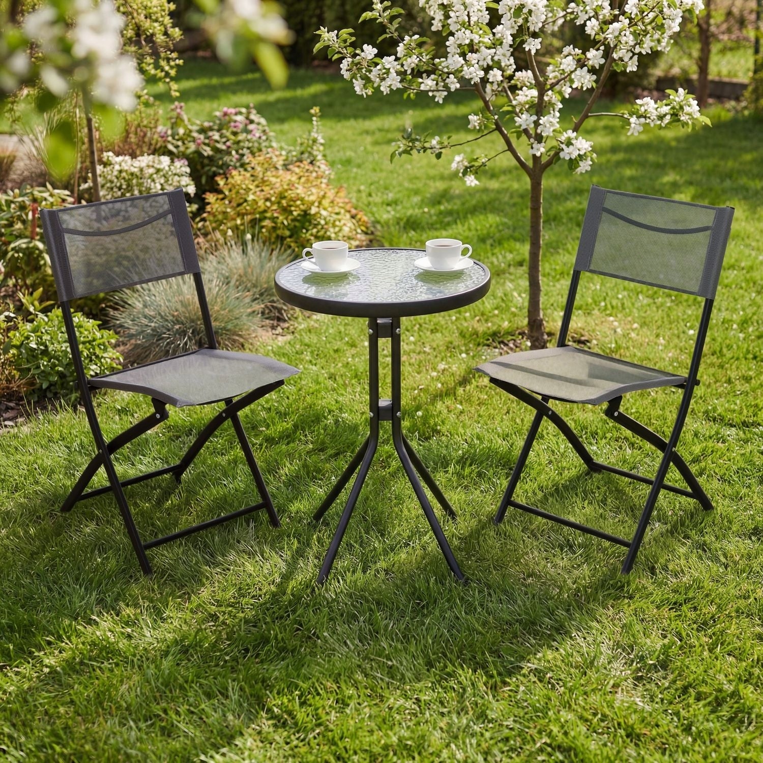 SET OF GARDEN FURNITURE FOR BALCONY TERRACE BALCONY TABLE+2 FOLDING CHAIRS Packaging status original