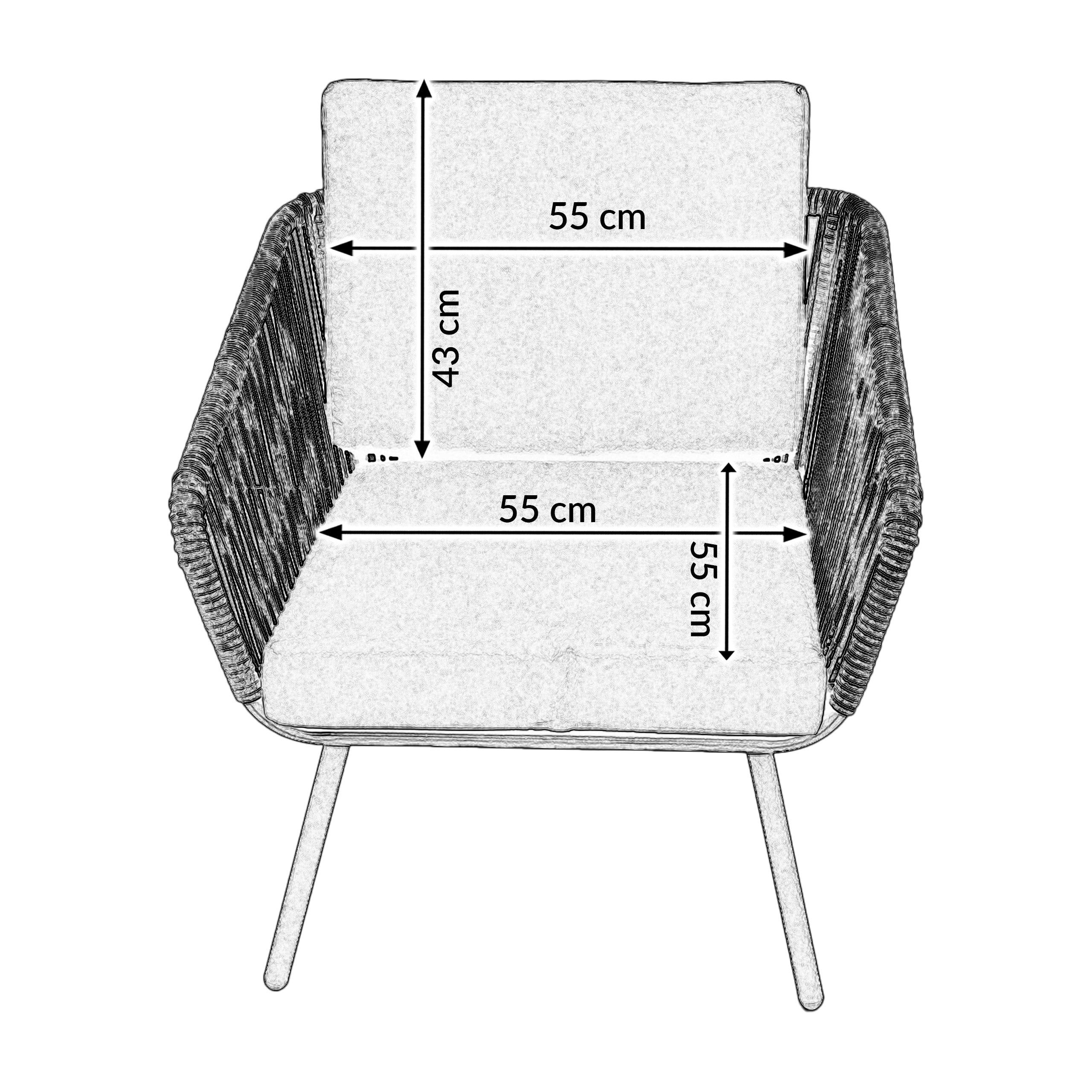 SET OF GARDEN FURNITURE FOR BALCONY TERRACE FOR GARDEN VENEZIA 2 PERS. GREY Number of items in the set 3
