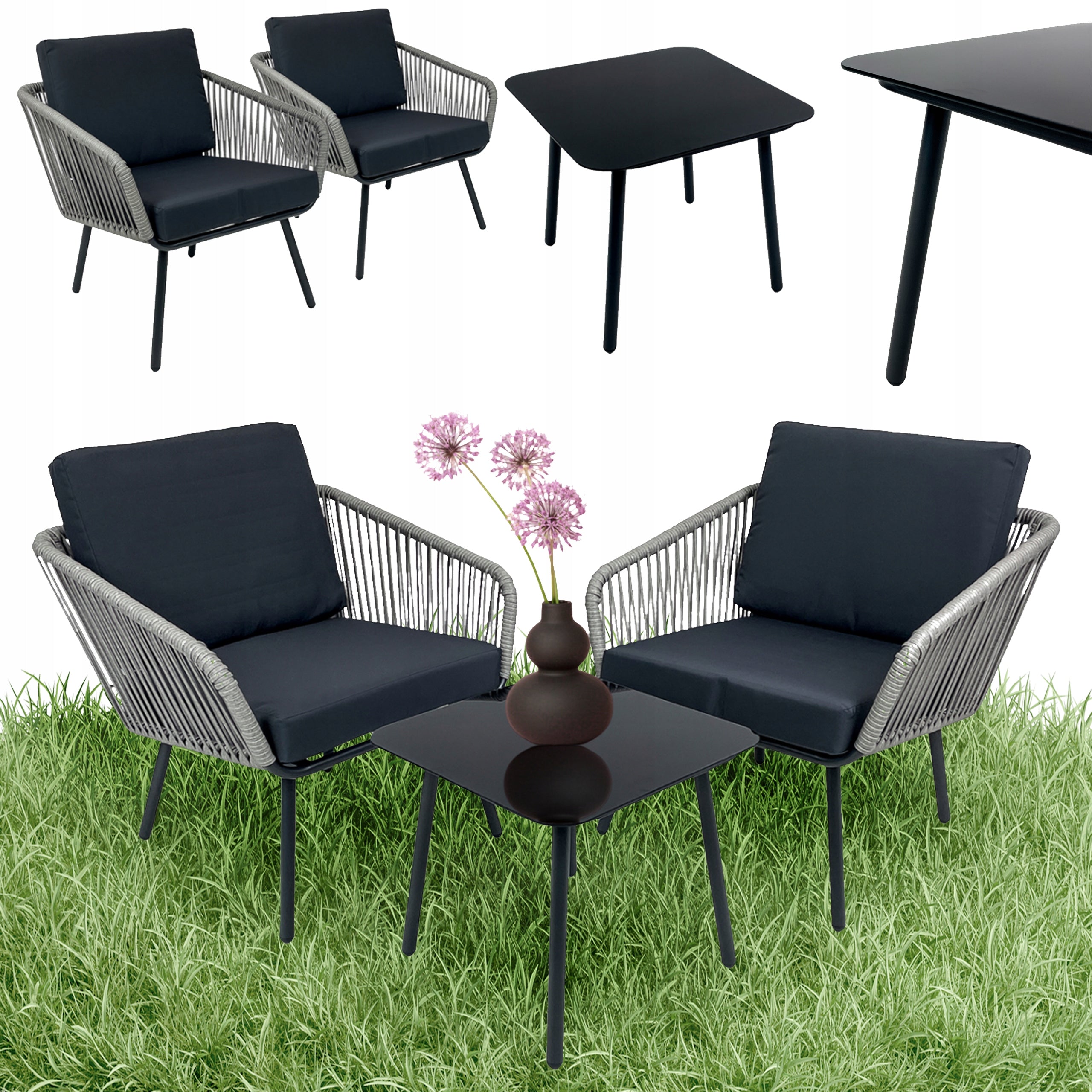 SET OF GARDEN FURNITURE FOR BALCONY TERRACE FOR GARDEN VENEZIA 2 PERS. GREY Packaging status original
