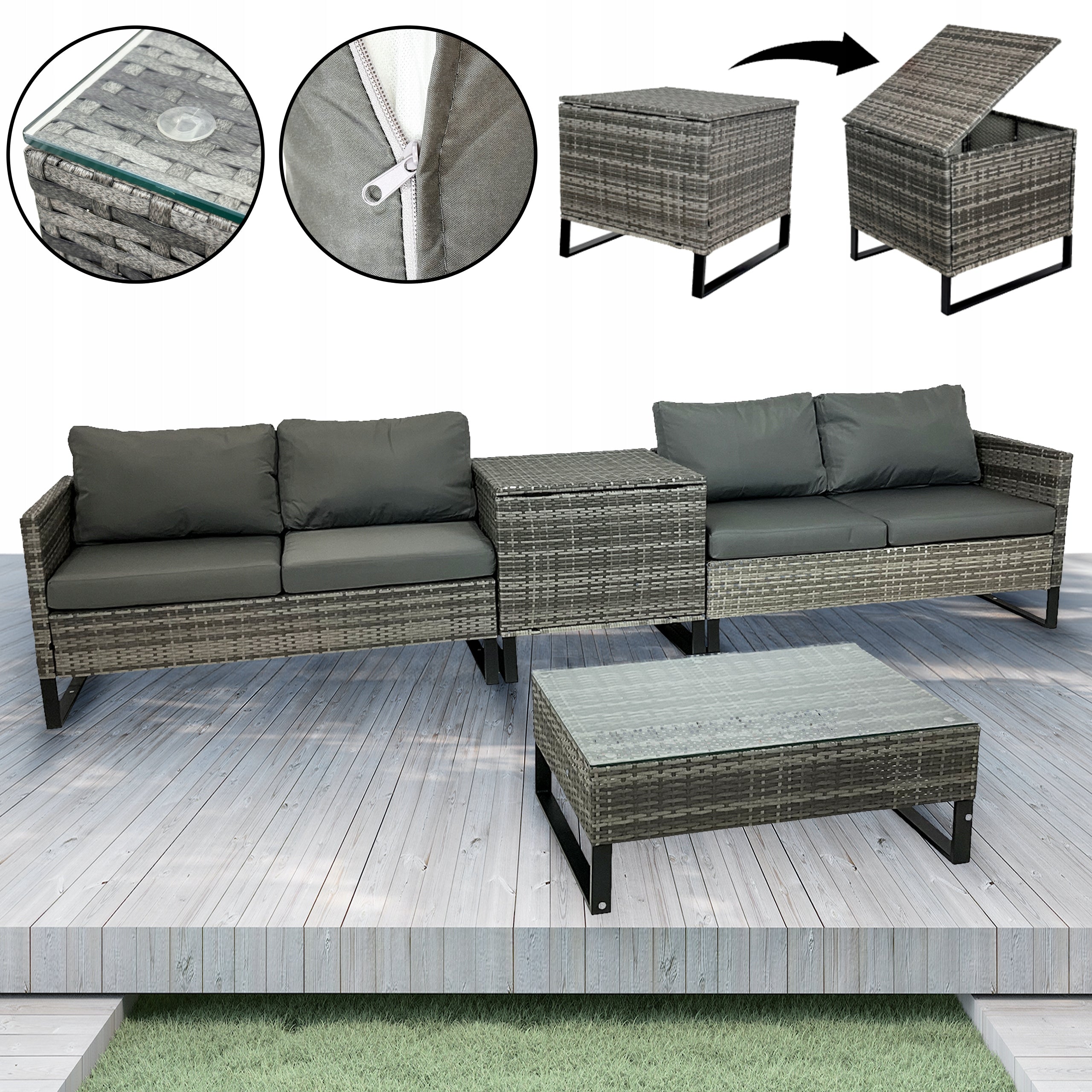 SET OF GARDEN FURNITURE FOR TERRACE BALCONY MODULAR RATTAN COMO TAUPE Manufacturer code 5.90.13143