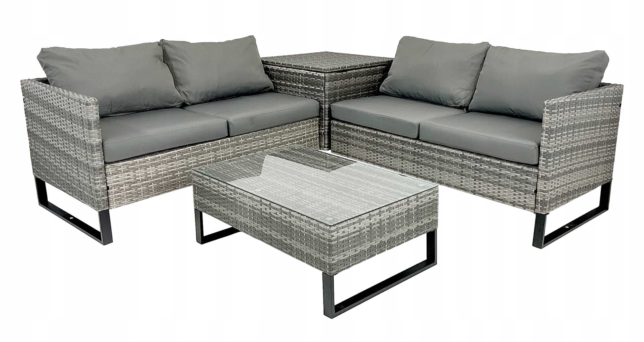 SET OF GARDEN FURNITURE FOR TERRACE BALCONY MODULAR RATTAN COMO TAUPE