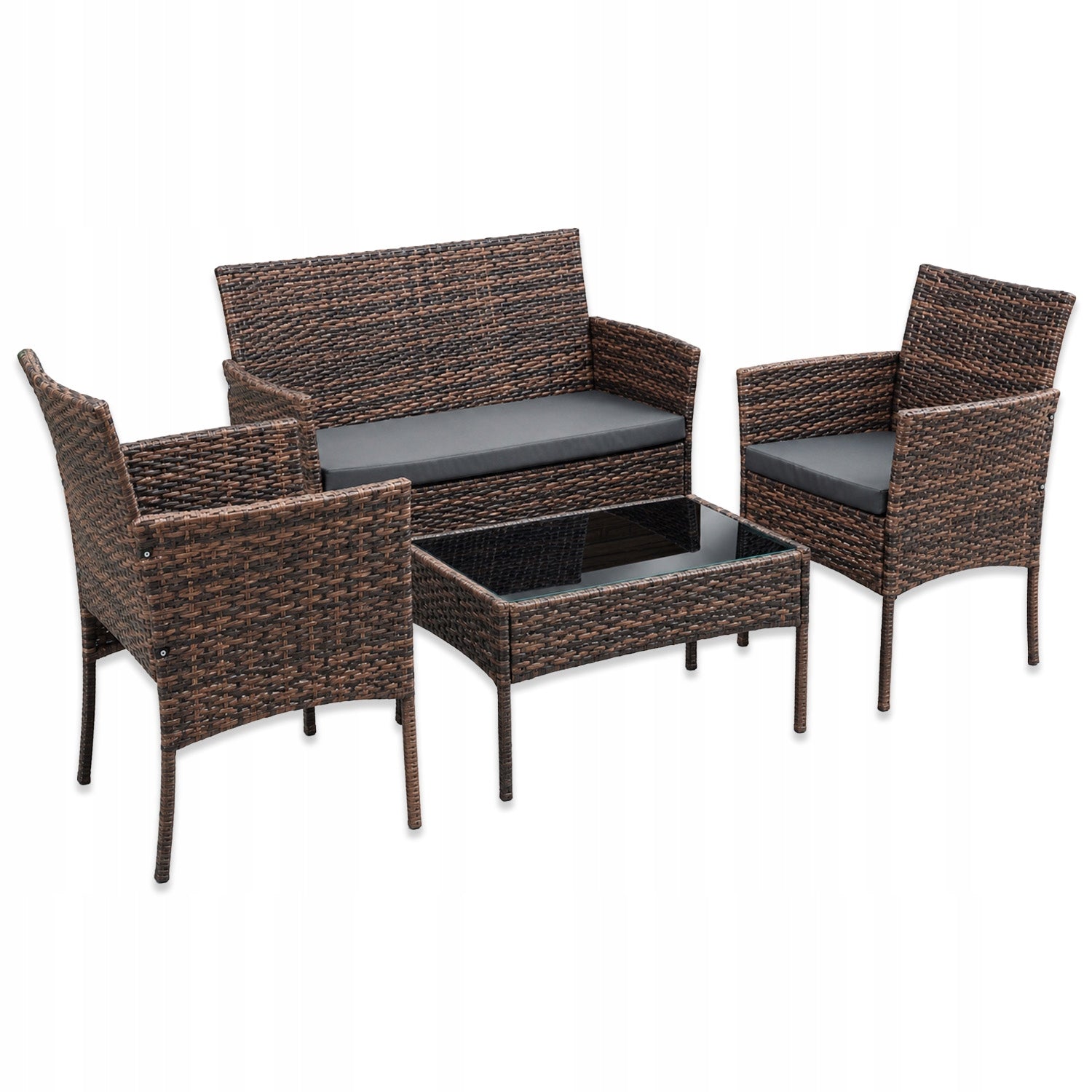 SET OF GARDEN FURNITURE FOR TERRACE SOFA ARMCHAIRS COFFEE TABLE TECHORATTAN Main material synthetic rattan
