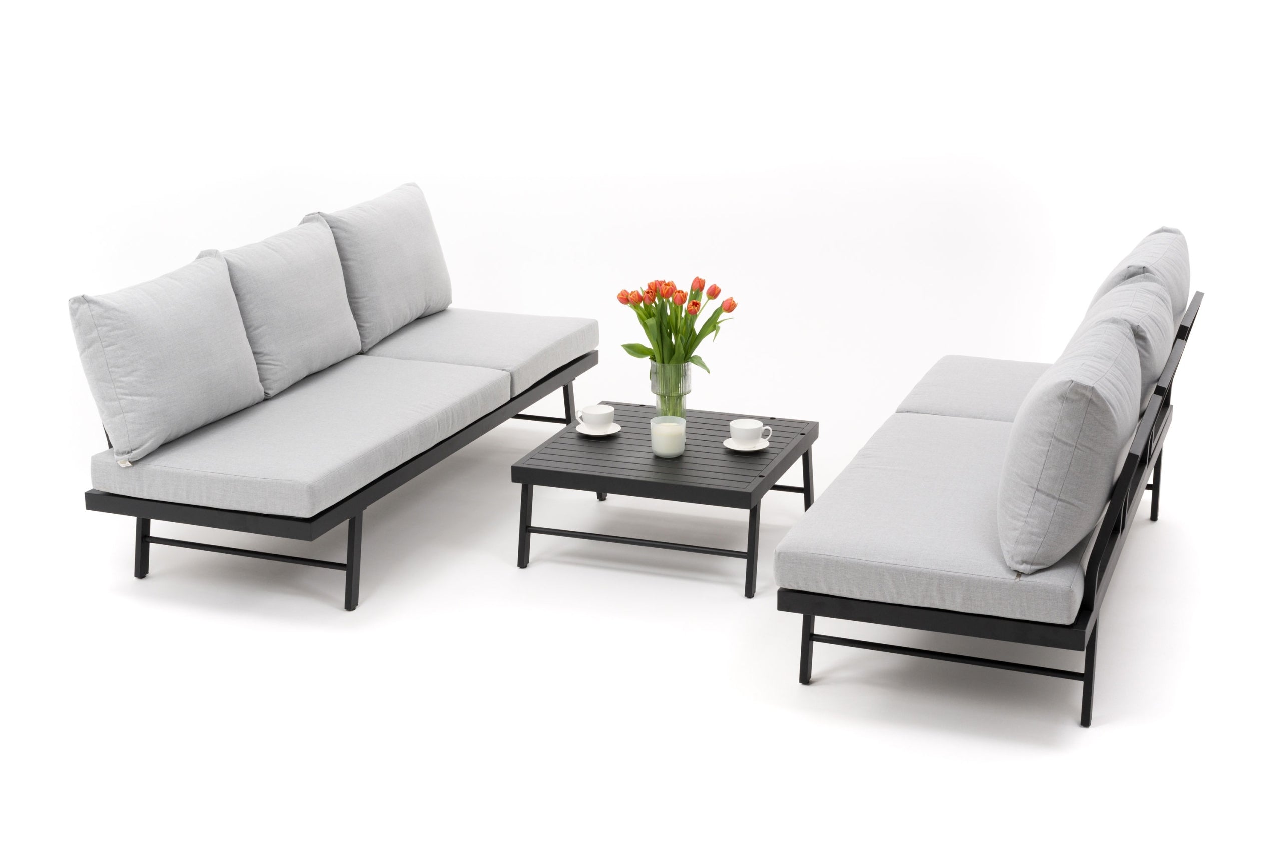 SET OF GARDEN FURNITURE MODERN ALUMINUM CORNER SOFA LOUNGER BORA Main material aluminum
