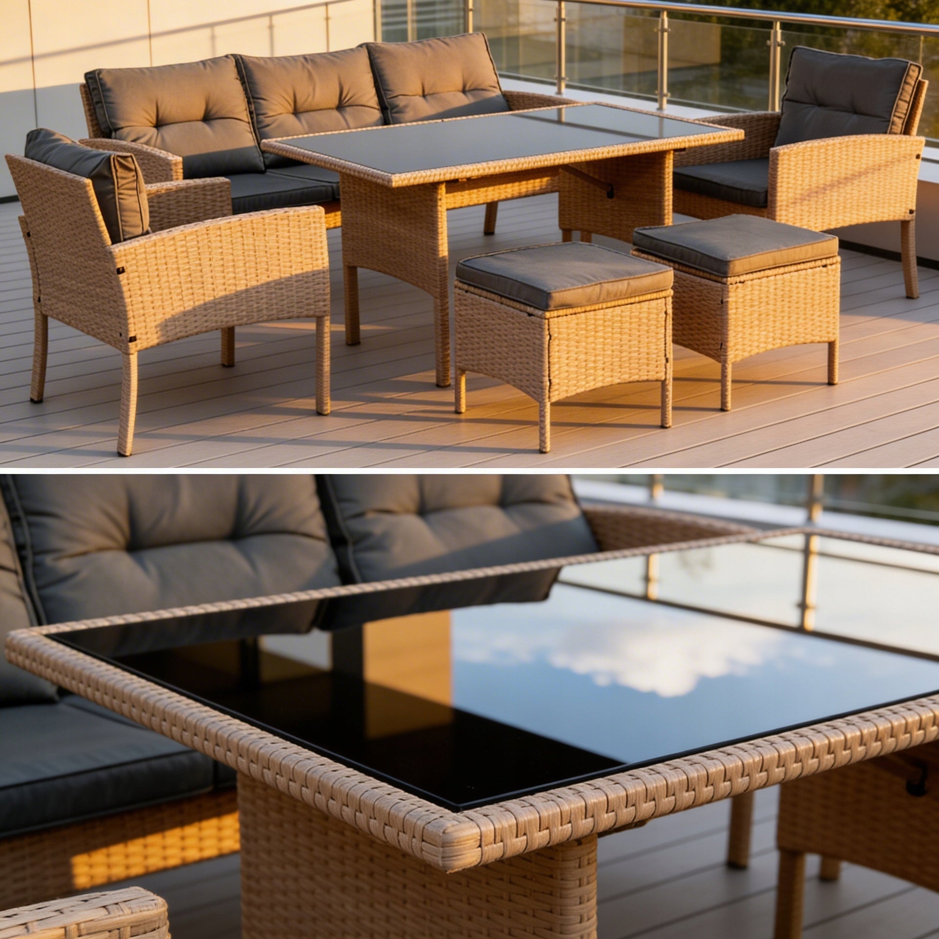 SET OF GARDEN FURNITURE MTG SFS078 GARDEN RATTAN NATURAL Manufacturer code Zestaw ogrodowy SFS078