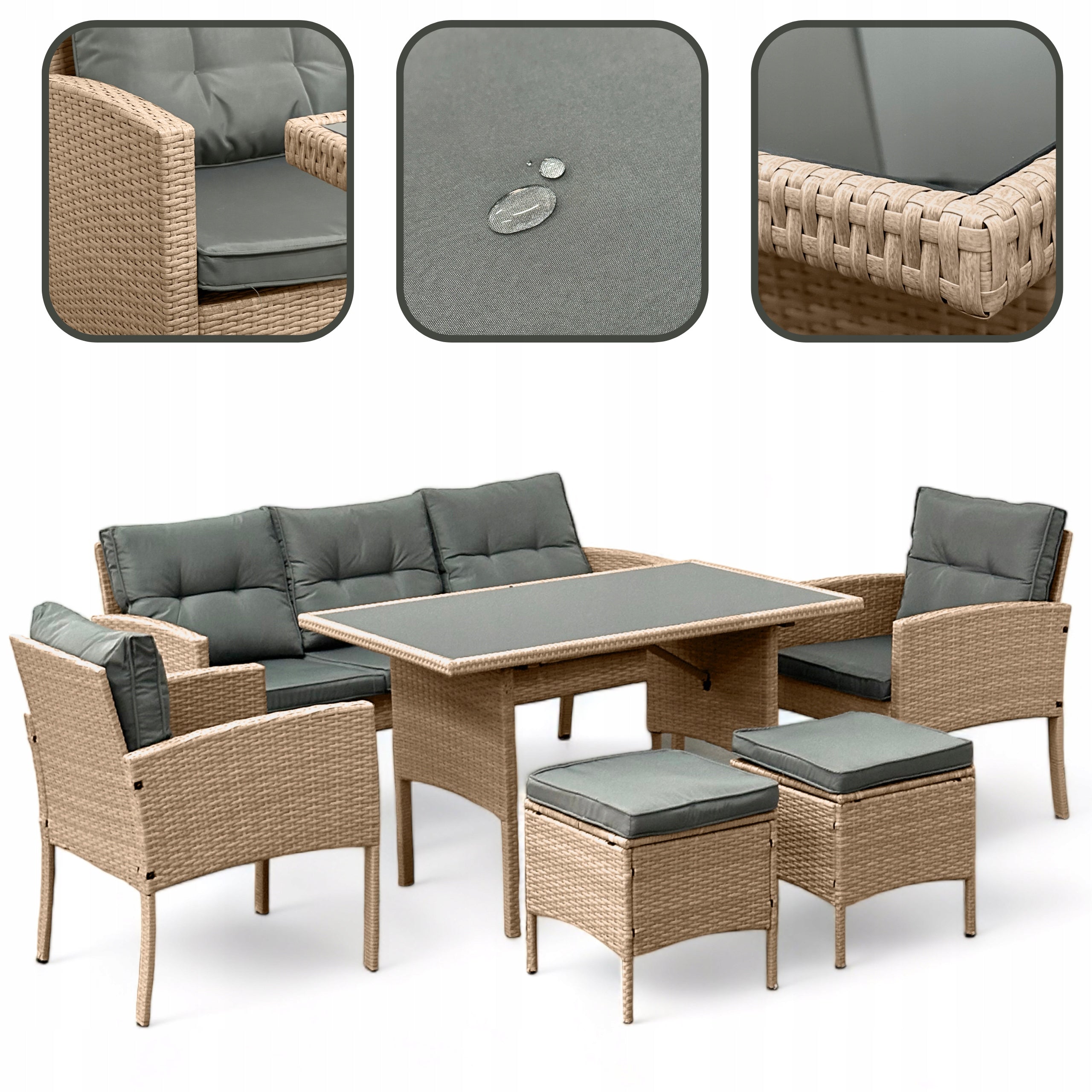 SET OF GARDEN FURNITURE MTG SFS078 GARDEN RATTAN NATURAL Packaging status original