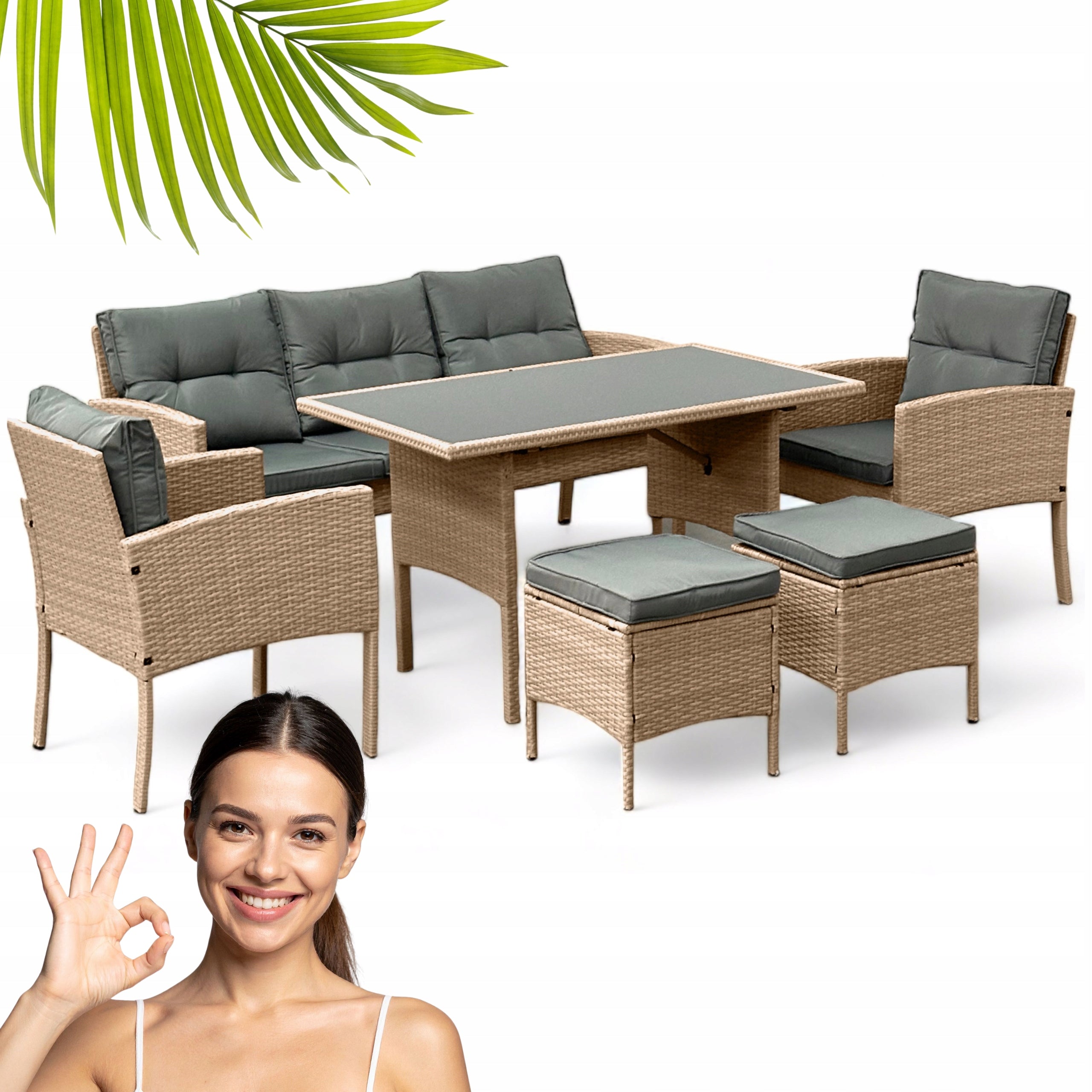 SET OF GARDEN FURNITURE MTG SFS078 GARDEN RATTAN NATURAL