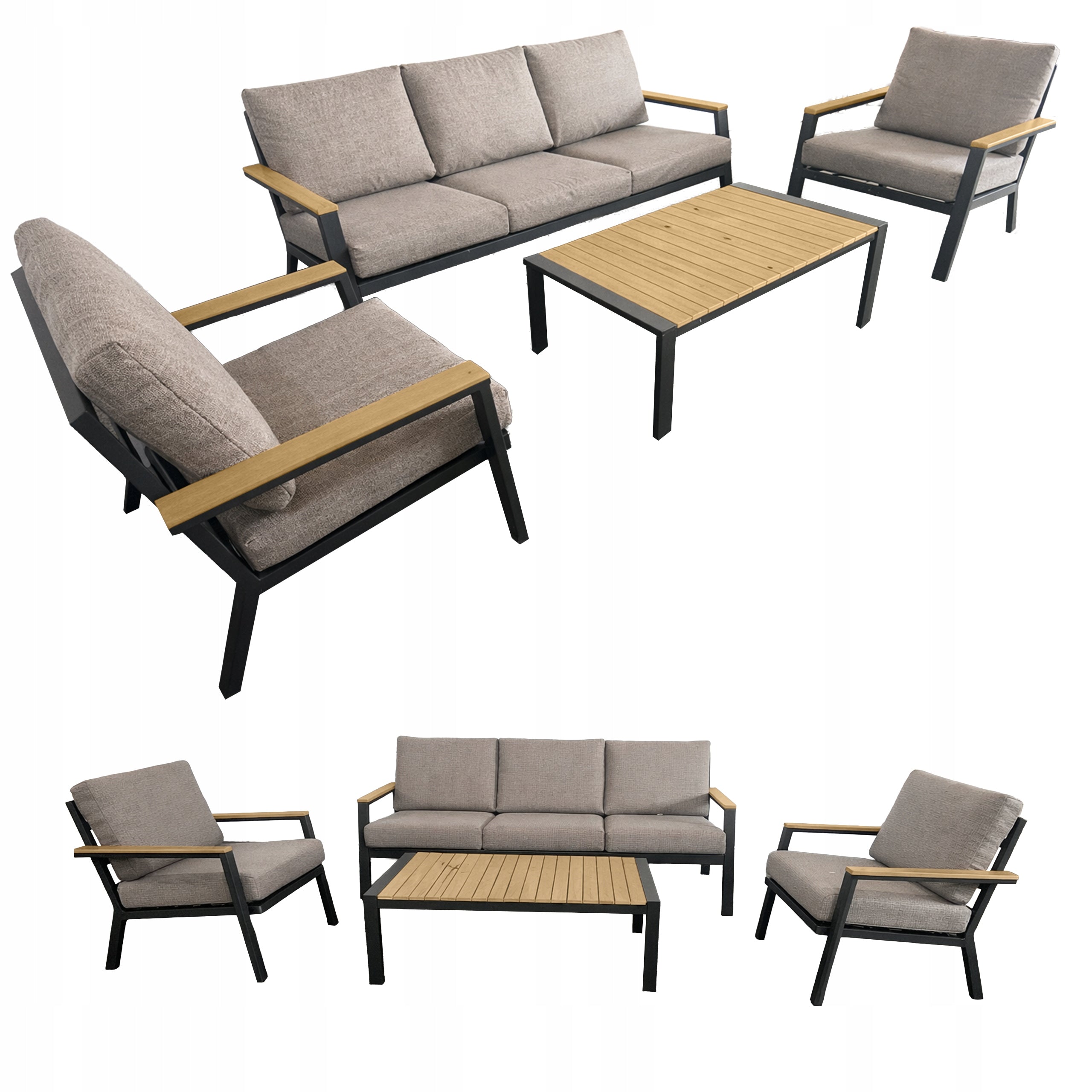 SET OF GARDEN FURNITURE PREM ALUMINUM TERRACE LOGS WARM BEIGE Manufacturer code Meb000071