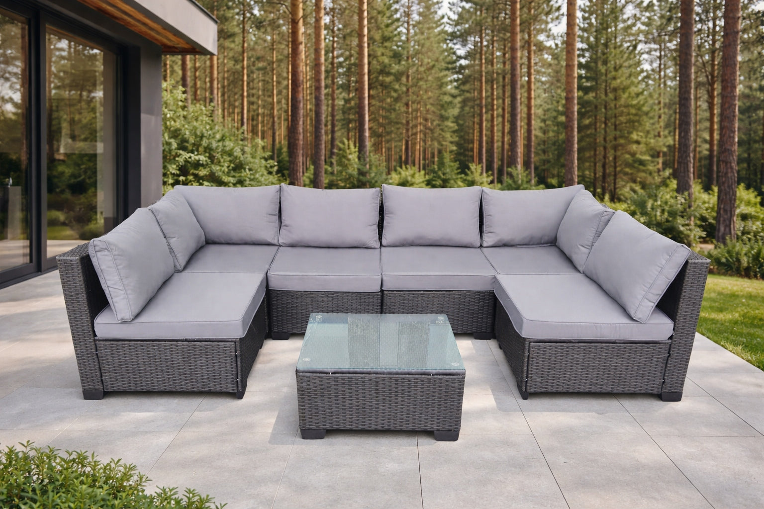 SET OF GARDEN FURNITURE RATTAN HORSESHOE SOFA CORNER 6 PEOPLE Manufacturer code 544