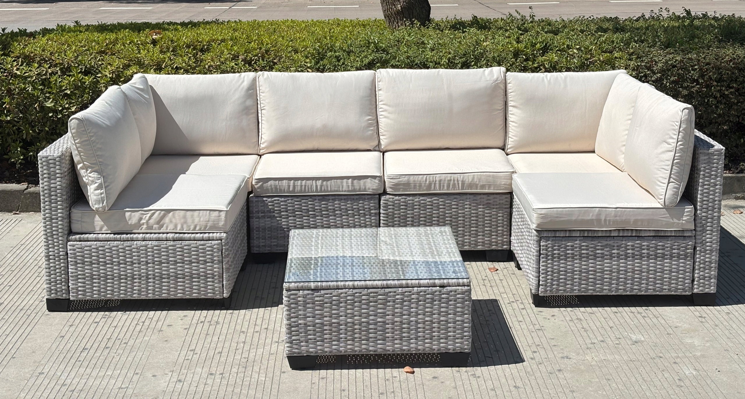 SET OF GARDEN FURNITURE RATTAN HORSESHOE SOFA CORNER 6 PEOPLE Number of people 6