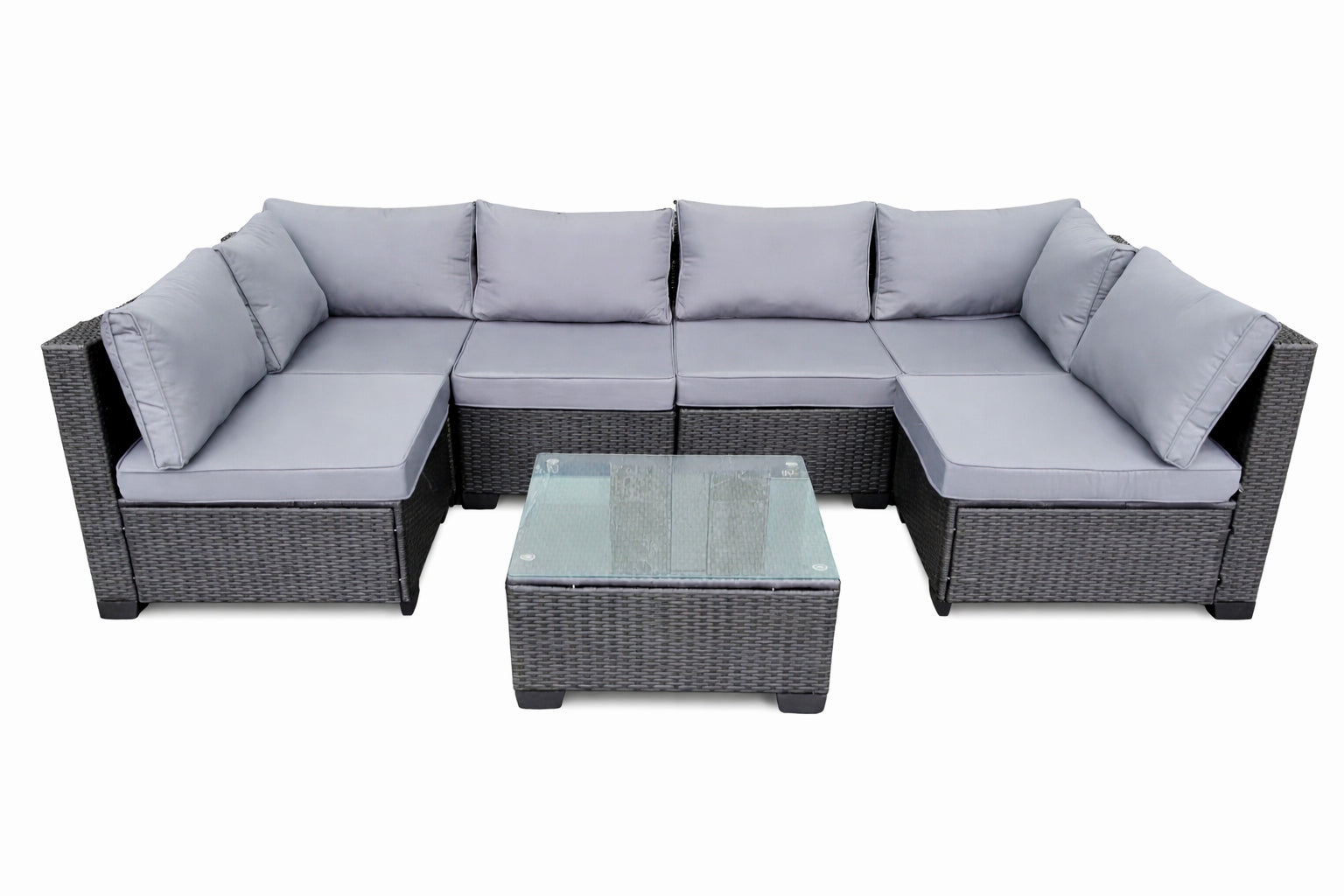 SET OF GARDEN FURNITURE RATTAN HORSESHOE SOFA CORNER 6 PEOPLE