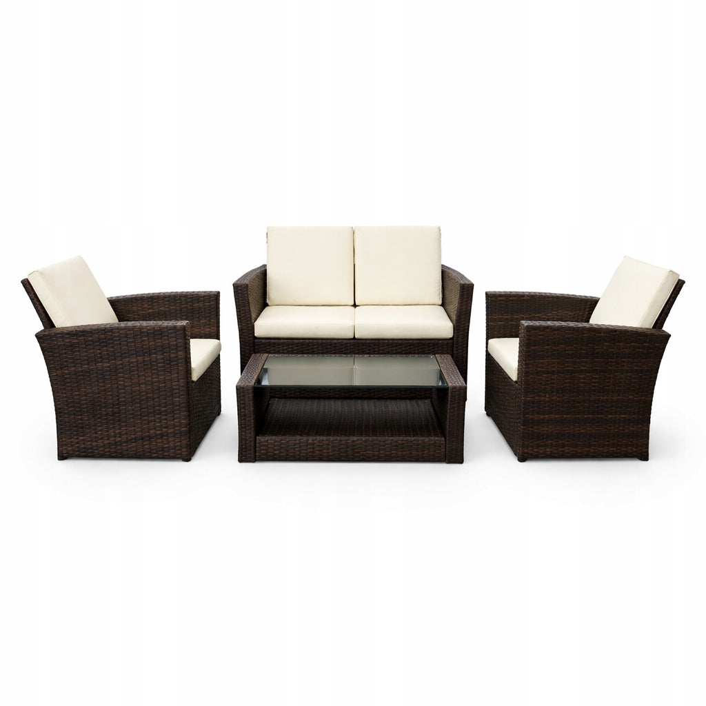 SET OF GARDEN FURNITURE SOFA, 2 ARMCHAIRS, TABLE