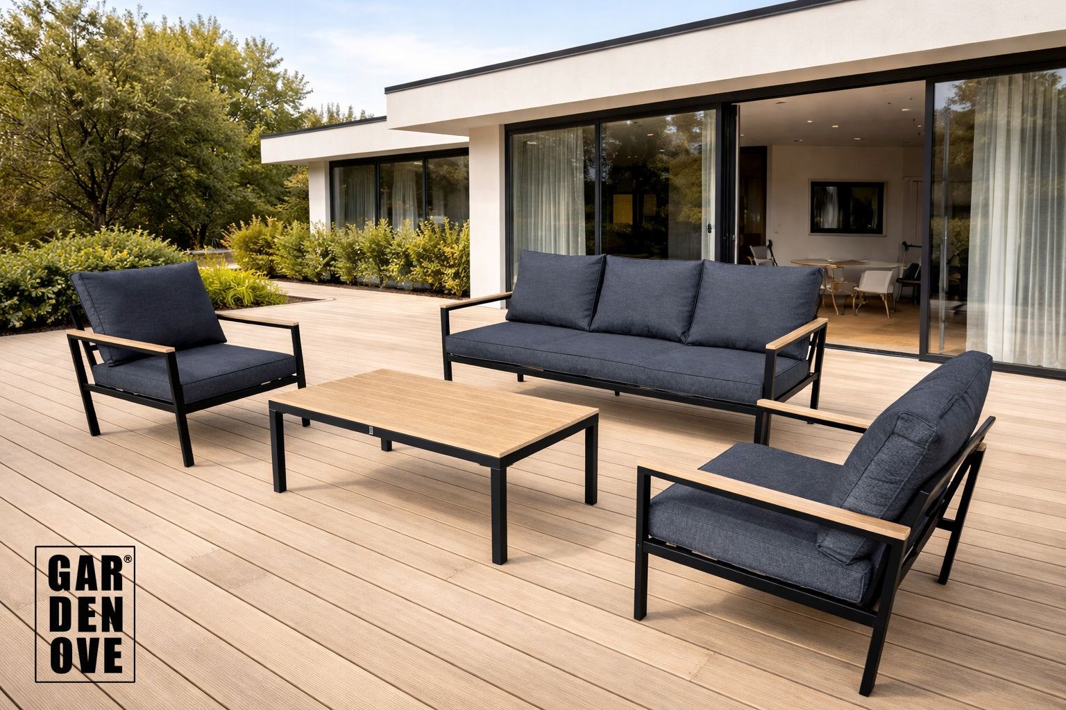 SET OF GARDEN FURNITURE SOFA + 2x ARMCHAIR - GARDENOVE Color gray