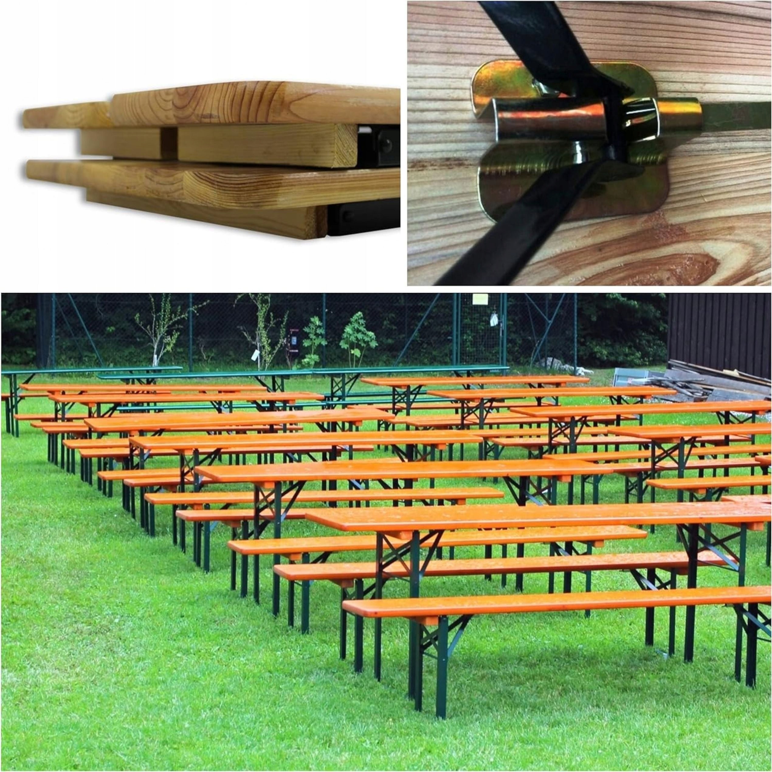 SET OF GARDEN FURNITURE TABLE WITH BENCHES WOODEN BEER BAR 180 CM Manufacturer Primado