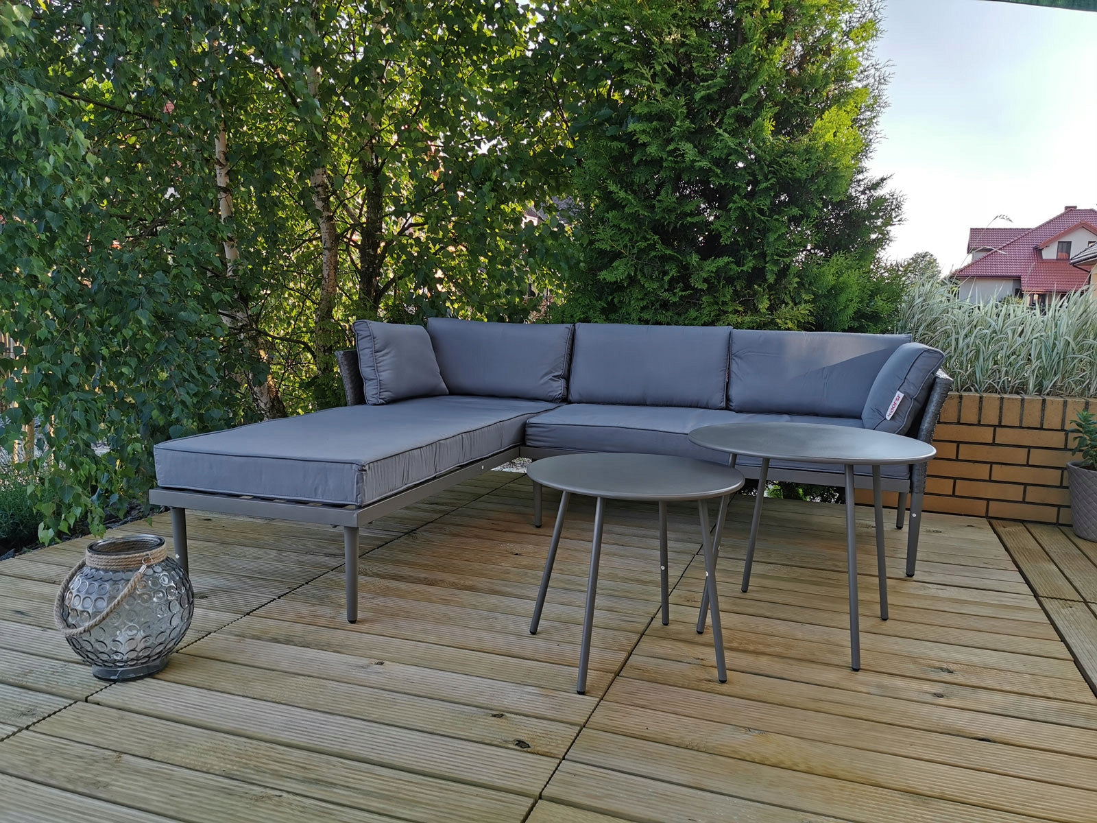 SET OF GARDEN FURNITURE TERRACE BALCONY CORNER + 2 COFFEE TABLES SPARGI BLACK Number of items in the set 3