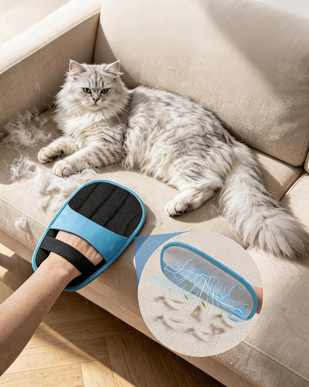 SET OF GLOVES FOR COMBING DOGS AND CATS NON-SLIP 2 PIECES Packaging status original