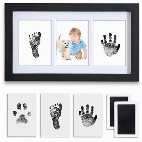 SET OF HAND AND FOOTPRINTS BLACK FOR NEWBORN GIFT MEMORY FOR HOME