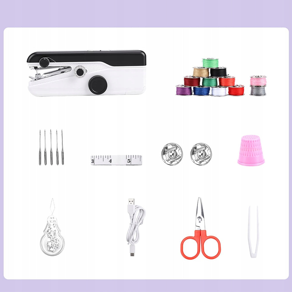 SET OF HAND-HELD PORTABELNE SEWING MACHINE FOR SEWING CONDITIONERS AND CURTAINS Batteries included yes