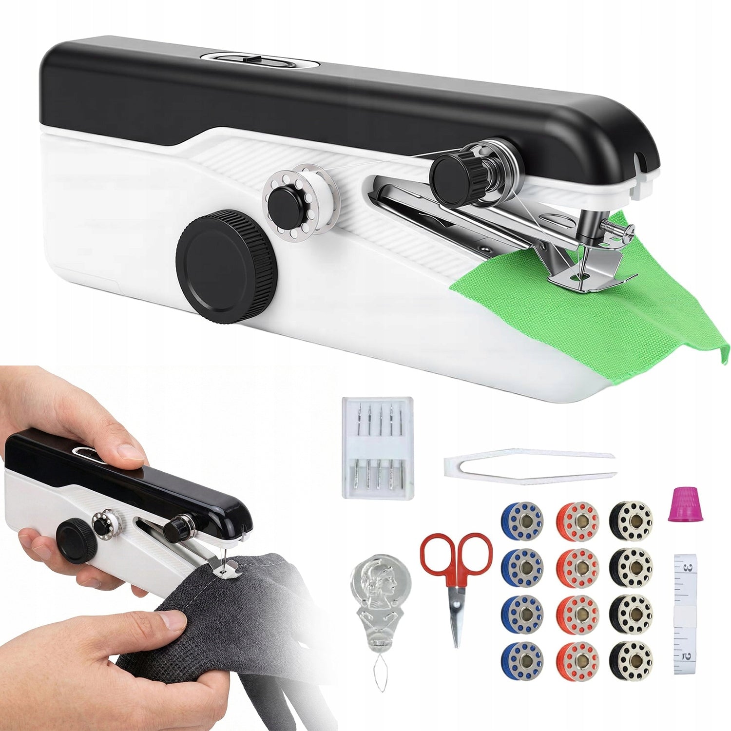 SET OF HAND-HELD PORTABELNE SEWING MACHINE FOR SEWING CONDITIONERS AND CURTAINS