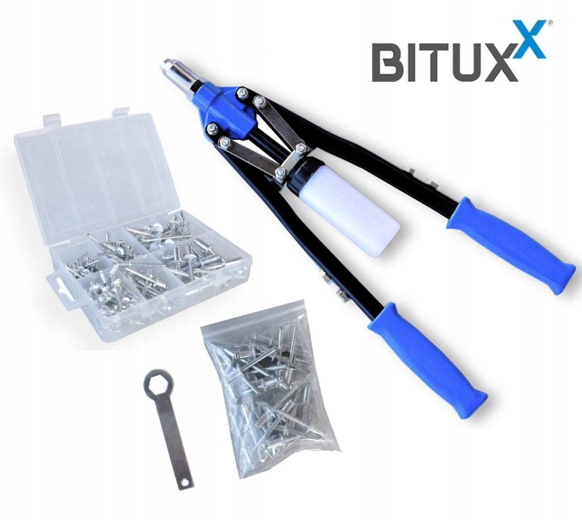 SET OF HAND RIVETER LEVER SCISSOR + RIVETS Brand Bituxx