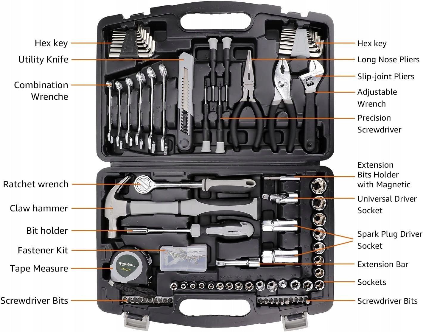 SET OF HAND TOOLS 131 ELEMENTS FOR HOME SUITCASE Brand Amazon