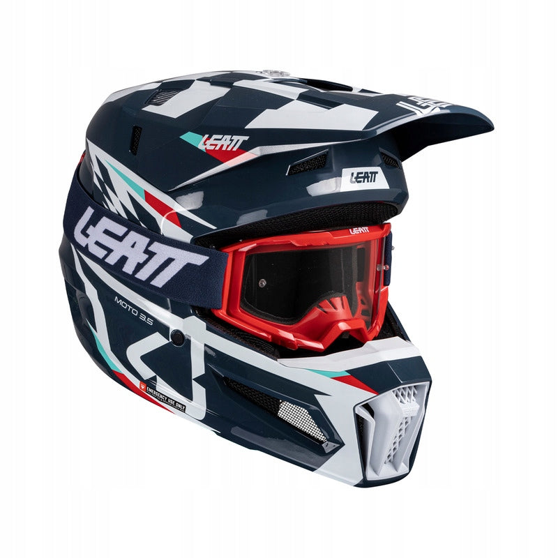 SET OF HELMET LEATT MOTO 3.5 + GOGGLES VELOCITY 4.5 BLUE Size XS