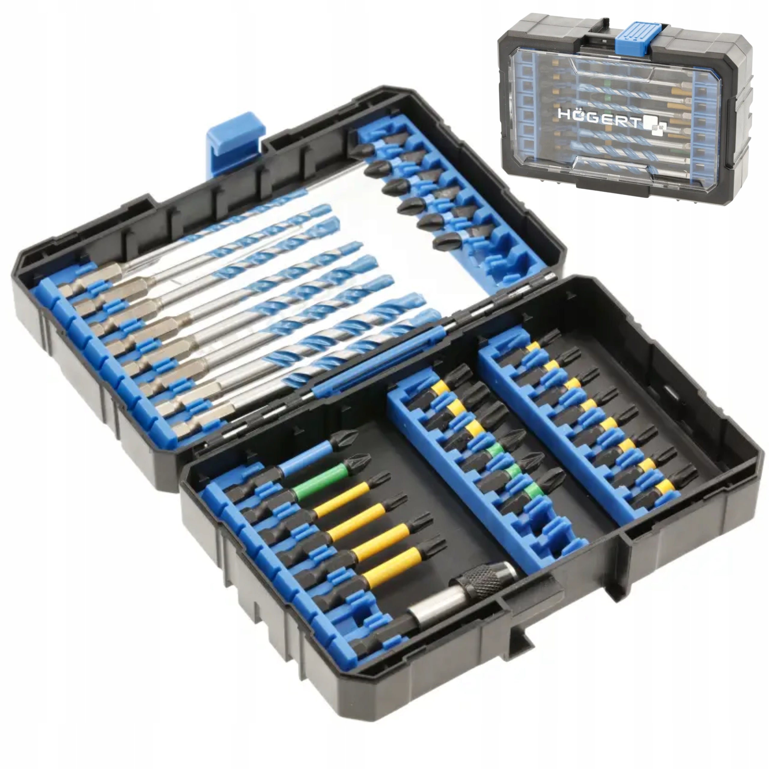 SET OF IMPACT BITS AND DRILLS 50 PIECES S2 1/4″ IN CASSETTE HOGERT HT1S801