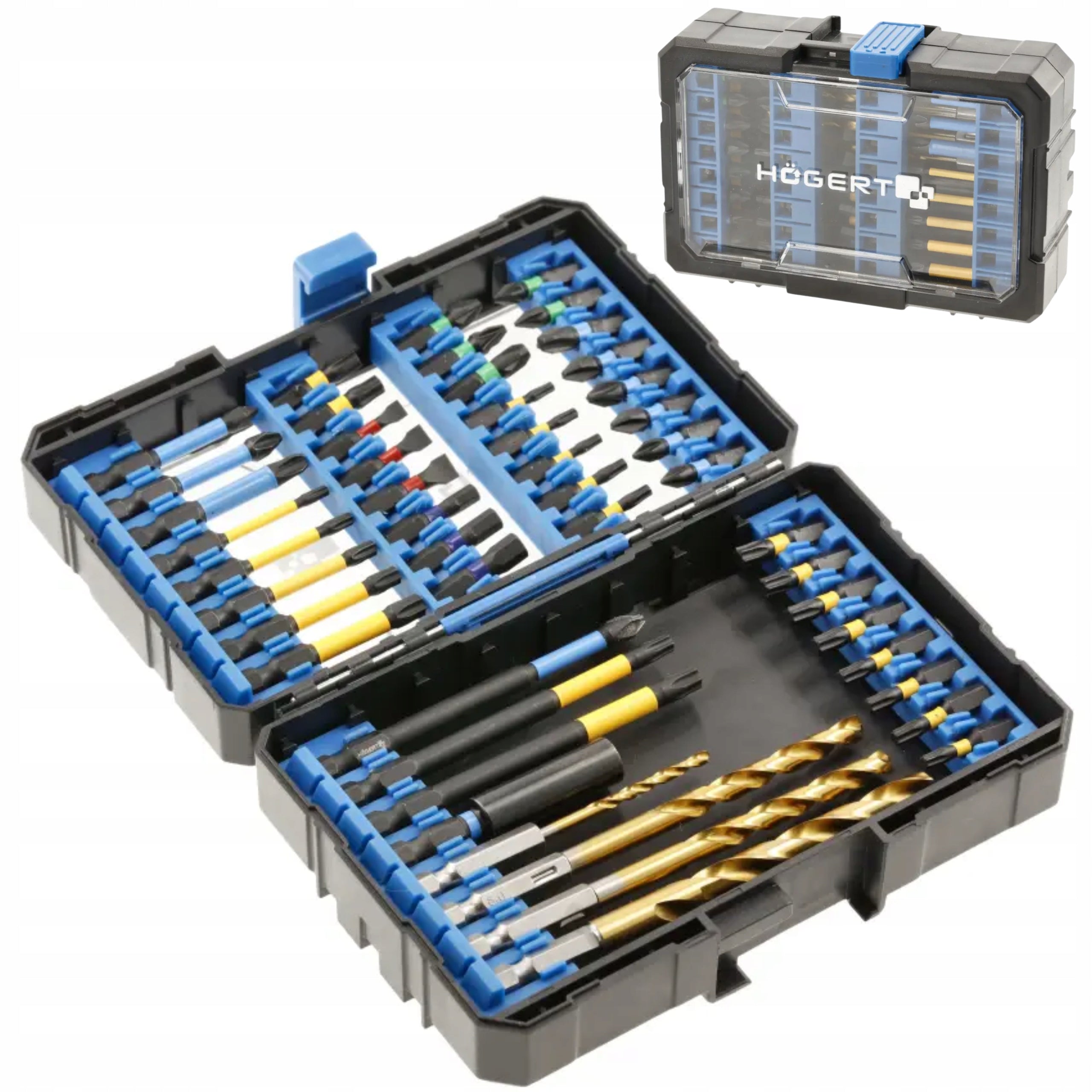 SET OF IMPACT BITS DRILL BITS FOR METAL 60 pcs. IN CASSETTE HOGERT HT1S803