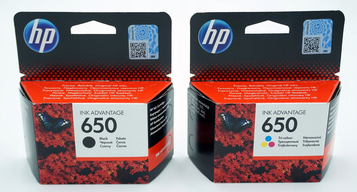 SET OF INKS HP 650 2x BLACK + 2x COLOUR ORIGINAL Manufacturer code 2xCZ101AE+2xCZ102AE