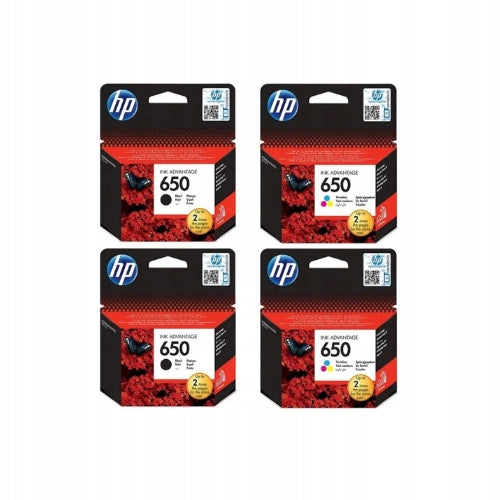 SET OF INKS HP 650 2x BLACK + 2x COLOUR ORIGINAL