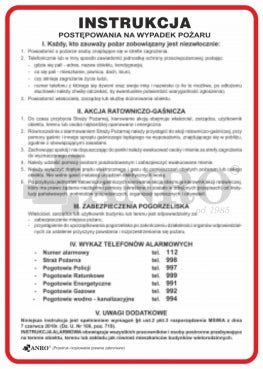 SET OF INSTRUCTIONS FOR OHS AND FIRE FIRST AID BOARDS Manufacturer code ZESTAW INSTRUKCJI BHP PPOŻ