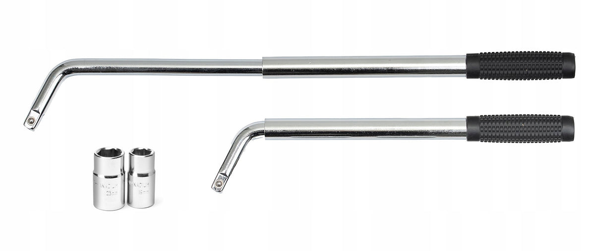 SET OF JACK 2T WITH RATCHET + TELESCOPIC WRENCH FOR WHEELS Minimum lifting height 105 mm