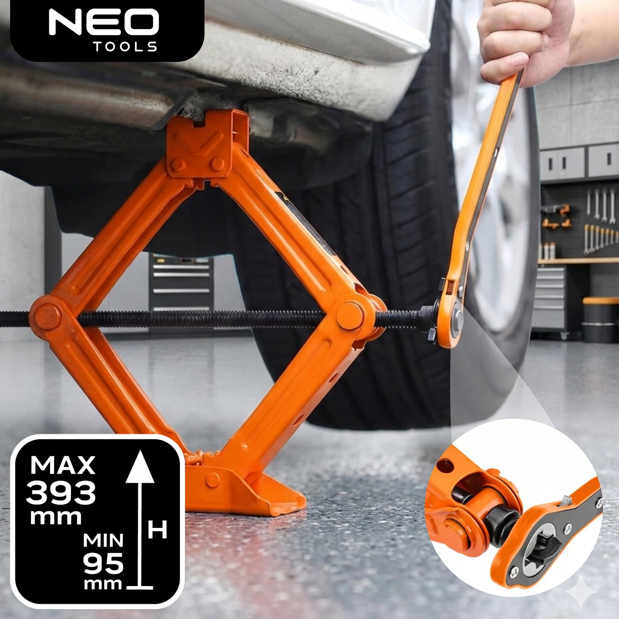 SET OF JACKS CAR TRAPEZOIDAL LIFT 2T / 2000KG WITH NEO RATCHET Manufacturer code LEWAREK PODNOŚNIK TRAPEZOWY 10-457