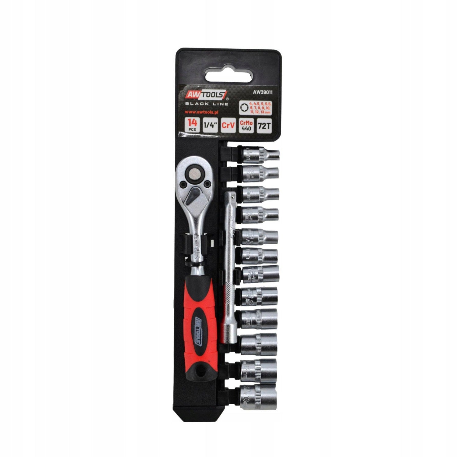SET OF KEYS 1/4" ratchet + sockets 14 elements BLACK LINE AWTOOLS